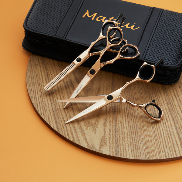 Exclusive Matsui Precision Rose Gold Professional Hair Scissors Triple ...